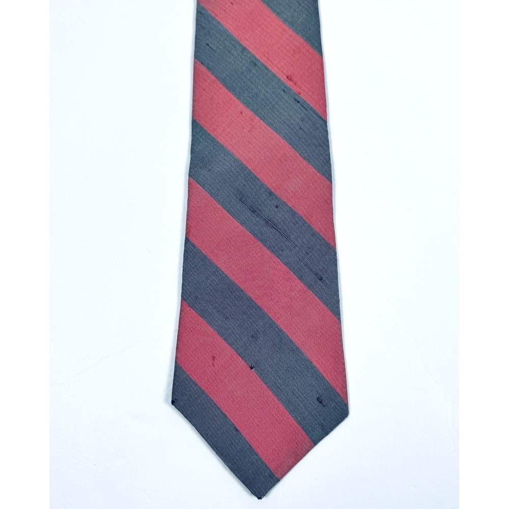MBP Tie Rack Silk‎ Necktie Red Blue Stripe Textured Preppy Classic Made in USA